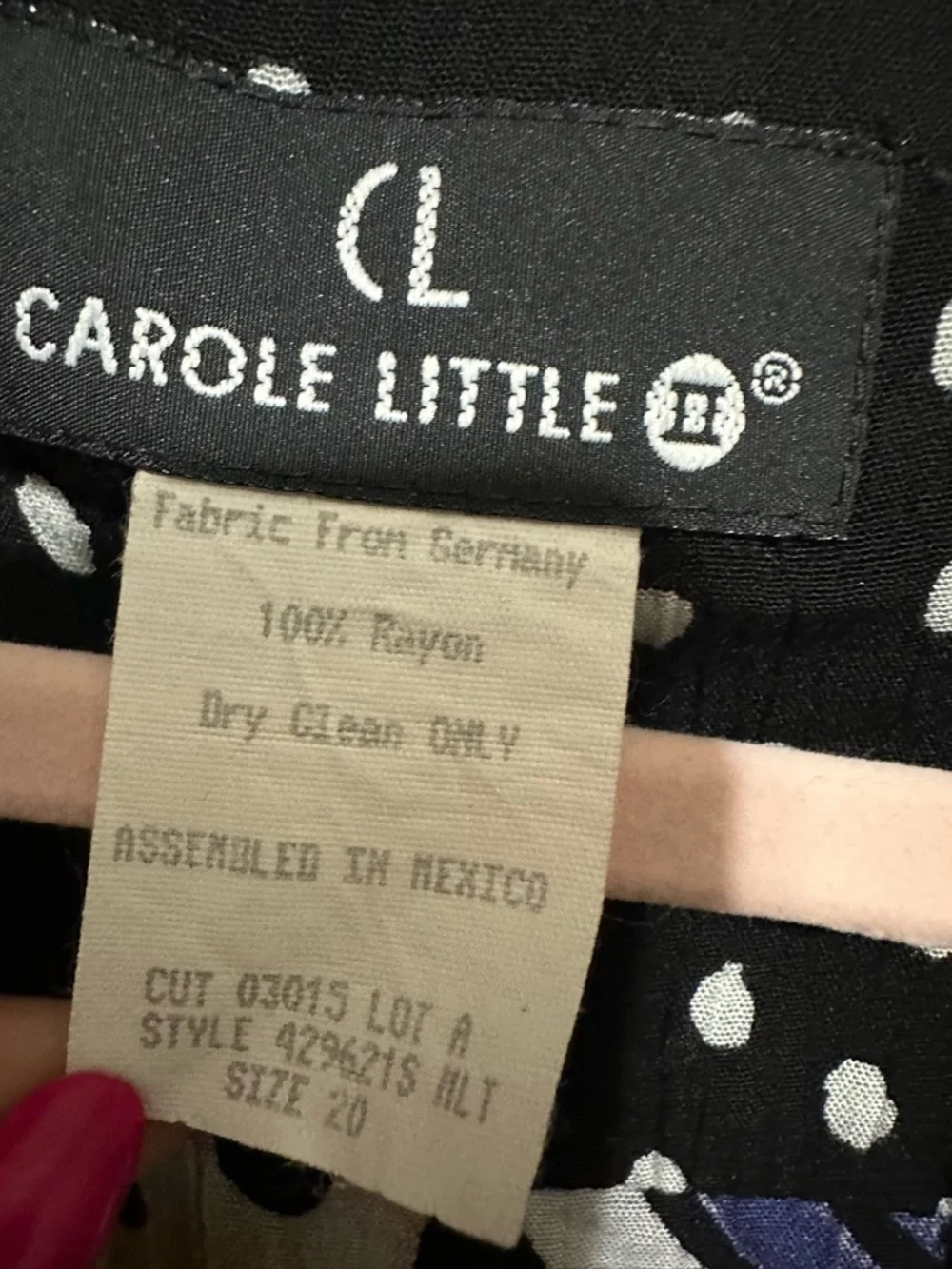 CAROLE LITTLE  Black Polka Dot Artsy Cardigan Kimono Vintage Size 20 - Picture 4 of 8